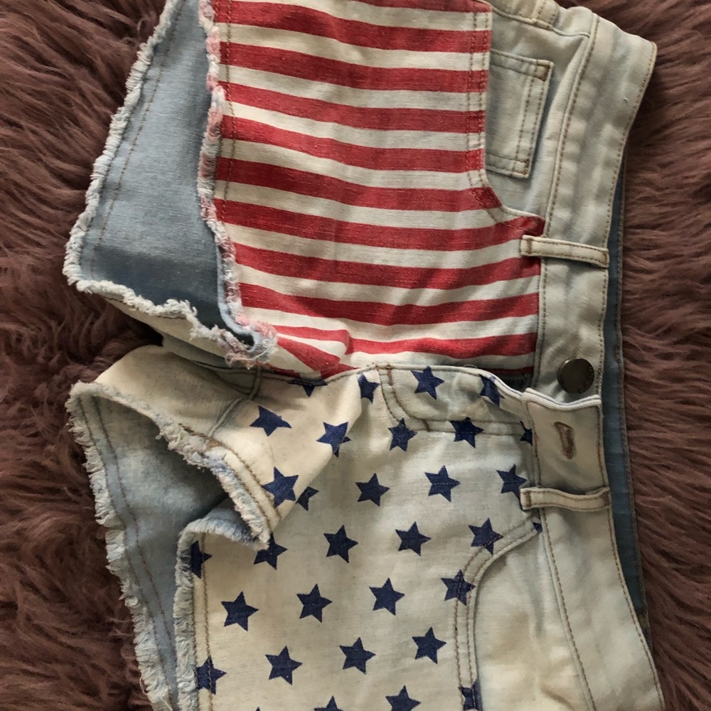 American Flag Jean Shorts